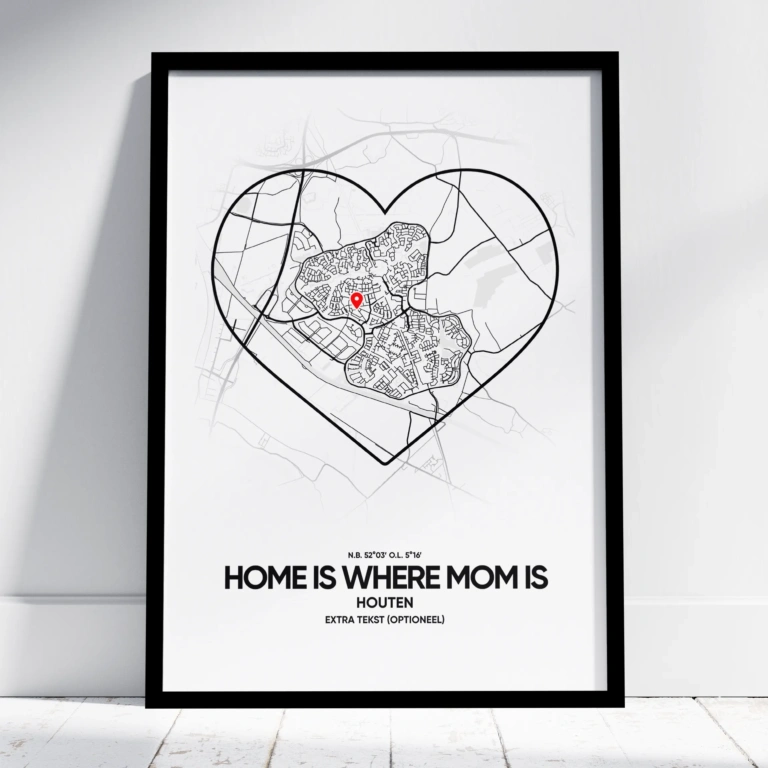 Moederdag city map poster hart