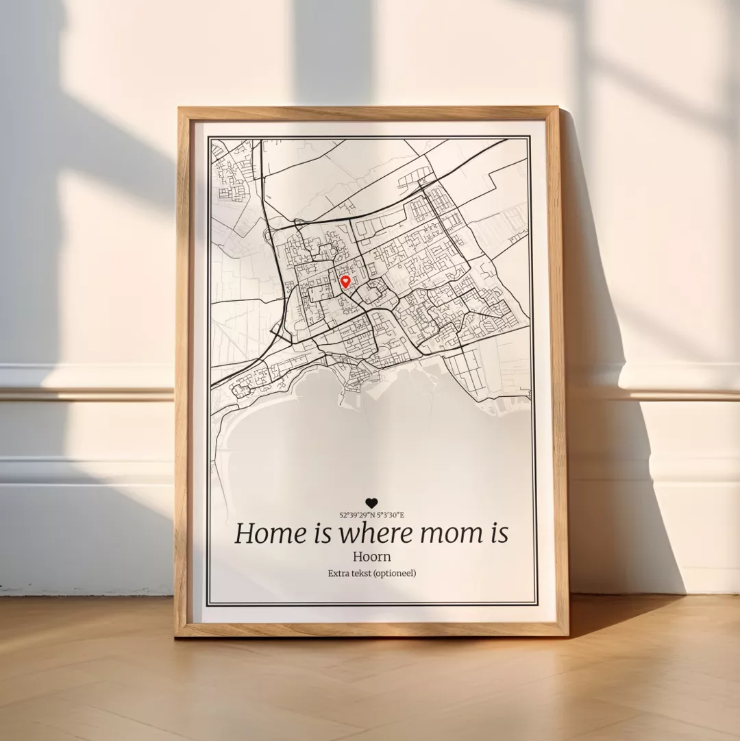 Home is where mom is city map poster als moederdag cadeau