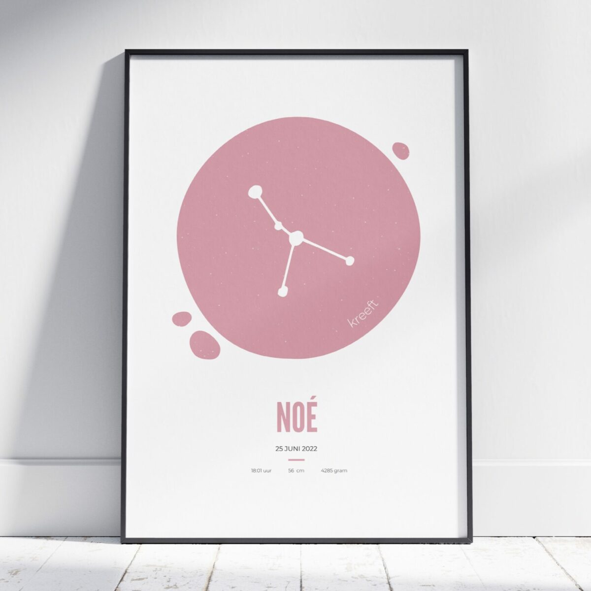 Geboorte poster sterrenbeeld roze