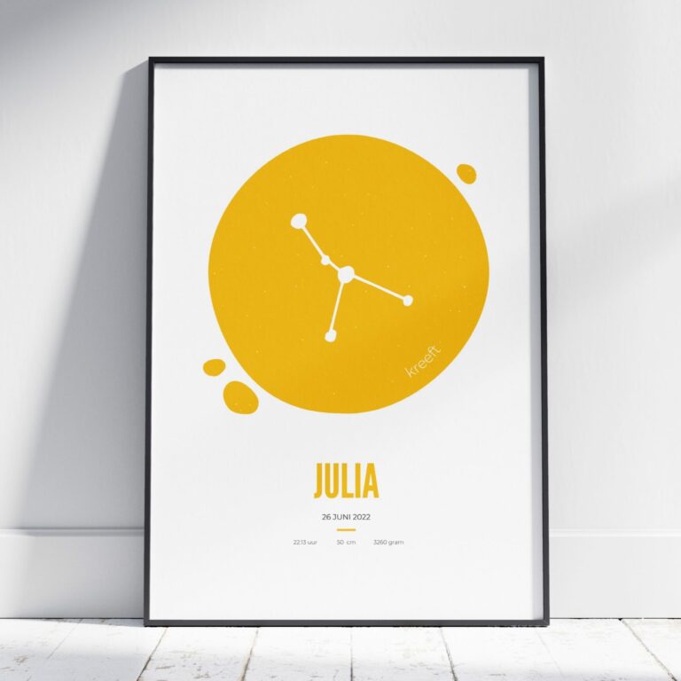 Geboorte poster sterrenbeeld geel