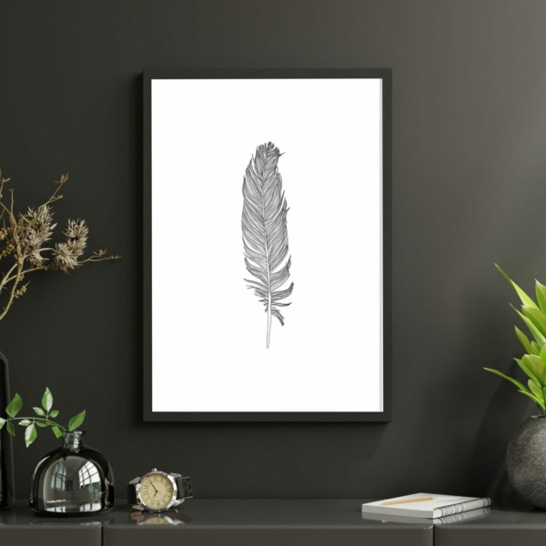 Poster geïllustreerde veer muur