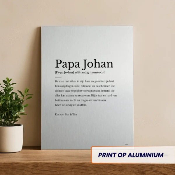Papa woordenboek aluminium print