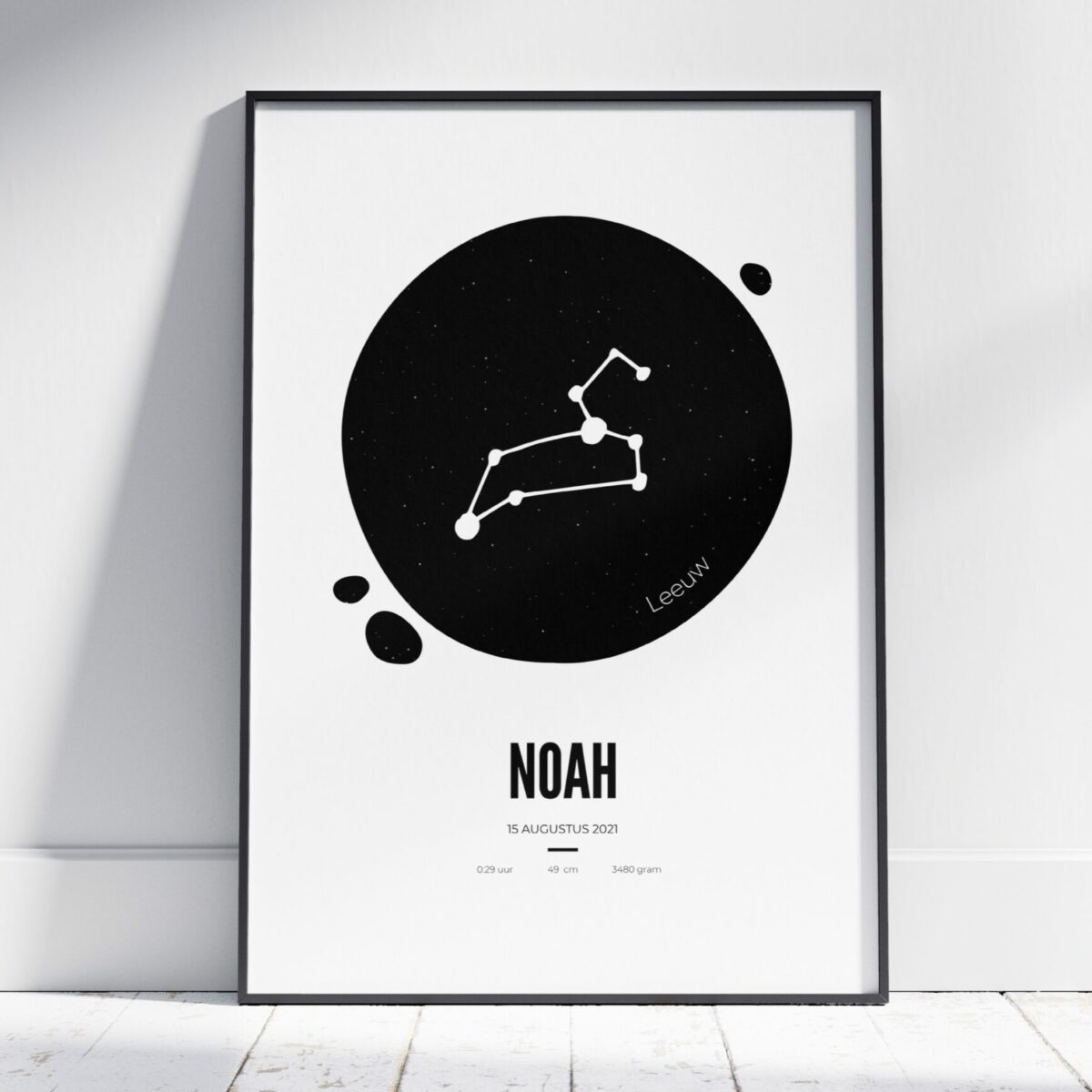 Geboorte poster sterrenbeeld zwart Geboorte poster sterrenbeeld zwart