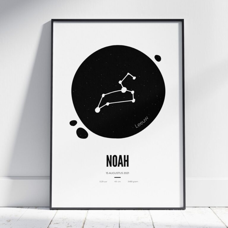Geboorte poster sterrenbeeld zwart