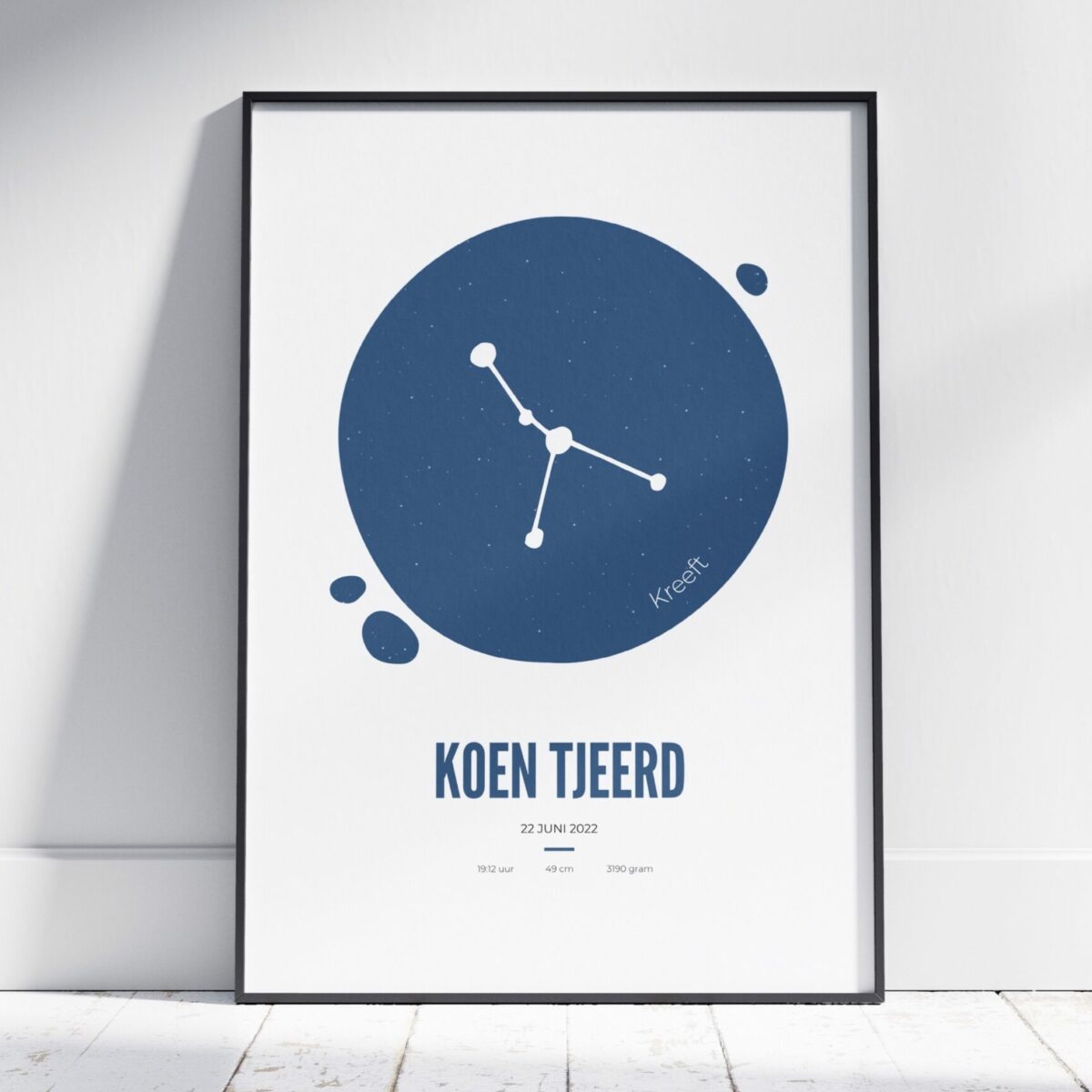 Geboorte poster sterrenbeeld blauw