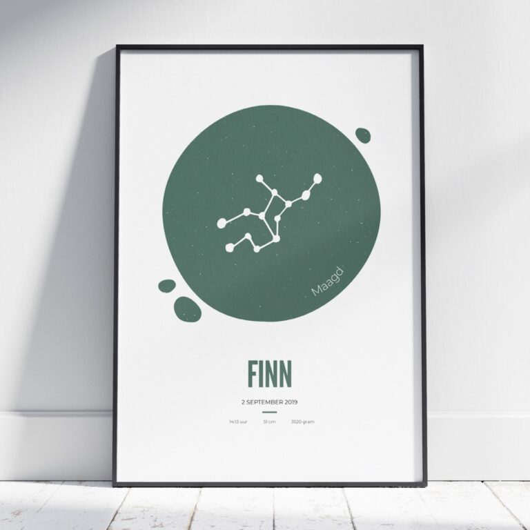 Geboorte poster sterrenbeeld groen
