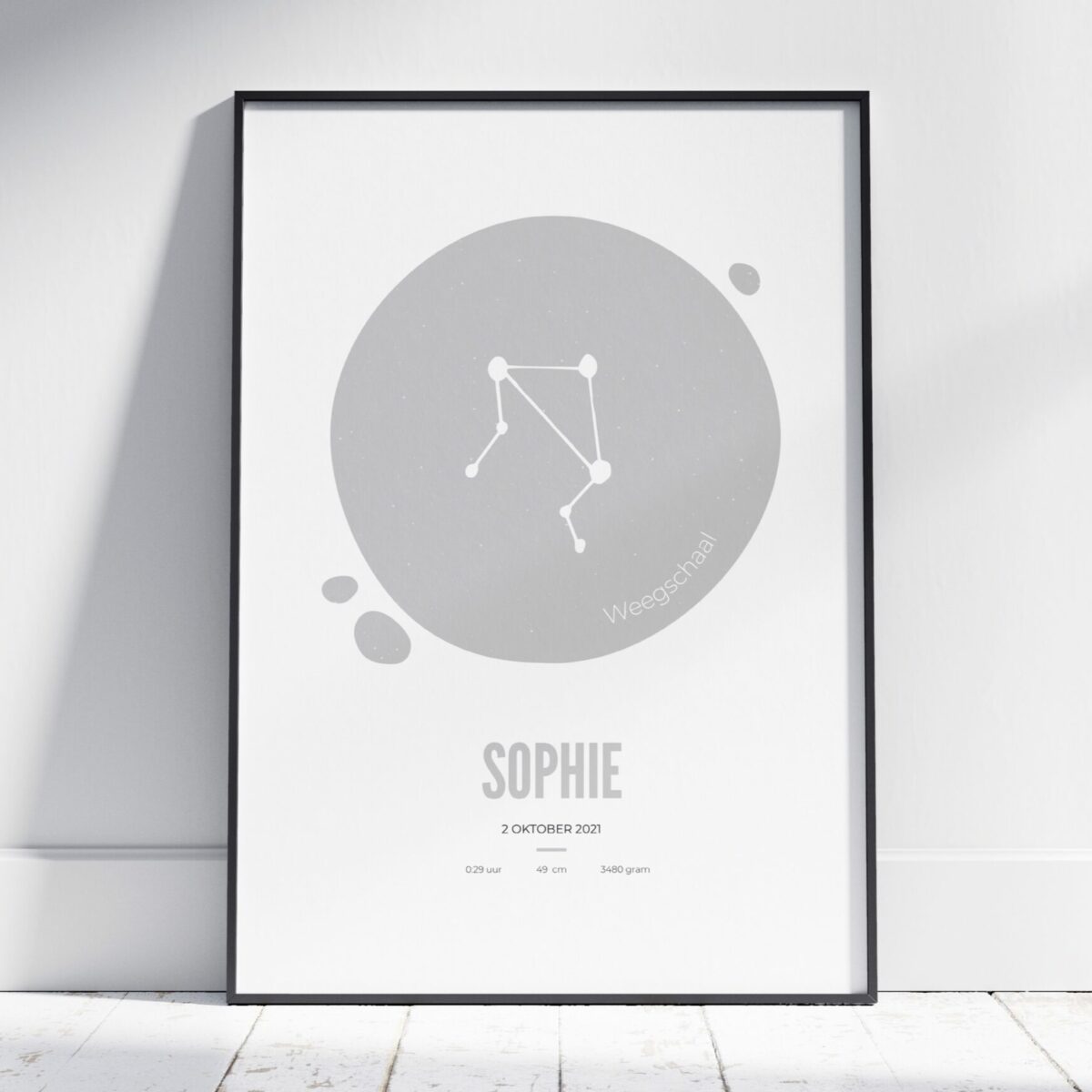 Geboorte poster sterrenbeeld grijs Geboorte poster sterrenbeeld grijs