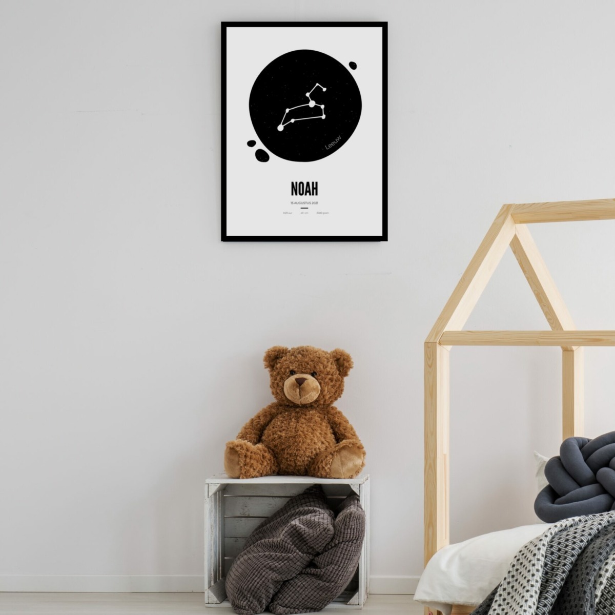 Geboorte poster sterrenbeeld zwart muur