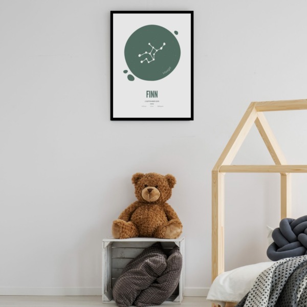 Geboorte poster sterrenbeeld groen