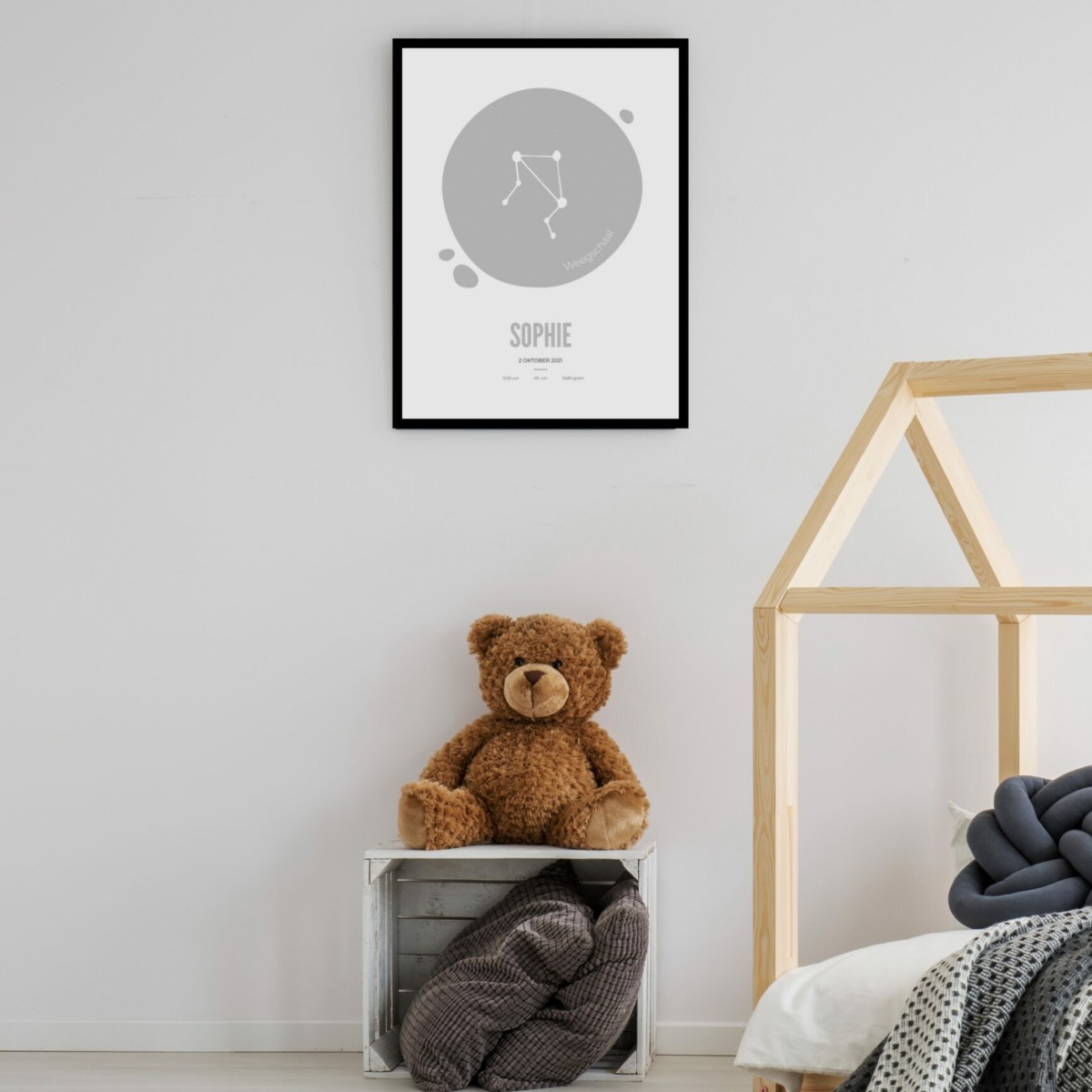 Geboorte poster sterrenbeeld grijs muur