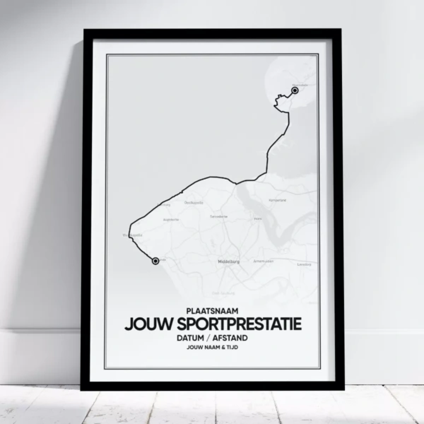 Sportprestatie poster met de route van jouw favoriete sportroute