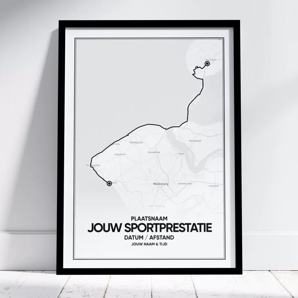 sport-poster-met-strava-route-in-zwarte-lijst Sportprestatie poster met de route van jouw favoriete sportroute