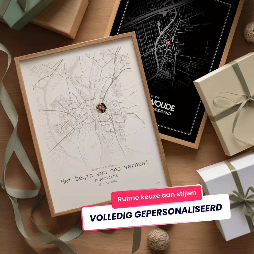 Bij Wallable maak je een volledig gepersonaliseerde stadsposter in de stijl die bij jou, of je dierbare, past.