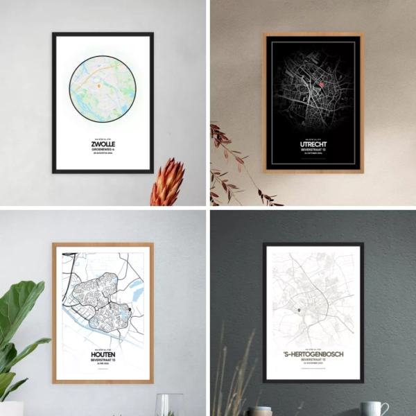 Relatiegeschenk makelaar – Persoonlijke city map poster van het nieuwe huis - Image 2