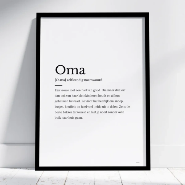 Oma poster met de naam van je oma. Persoonlijk kado voor je oma.