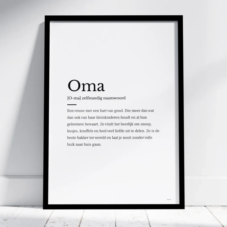 Oma poster met de naam van je oma. Persoonlijk kado voor je oma.