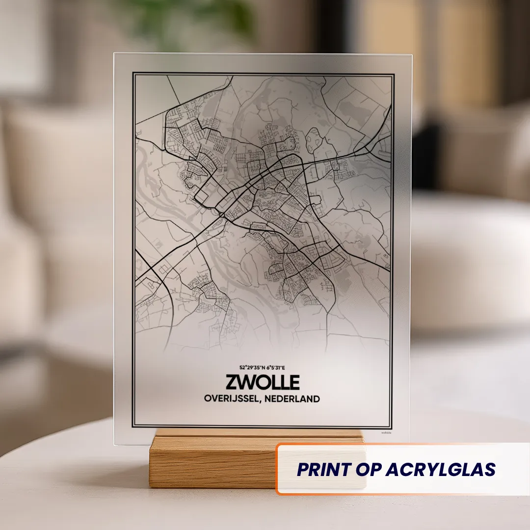 stadskaart Zwolle acrylglas print