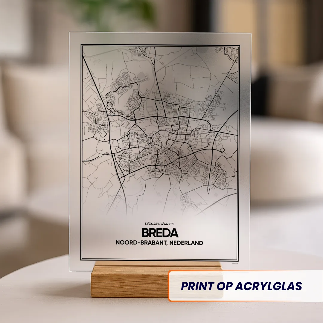 Stadskaart Breda acrylglas print