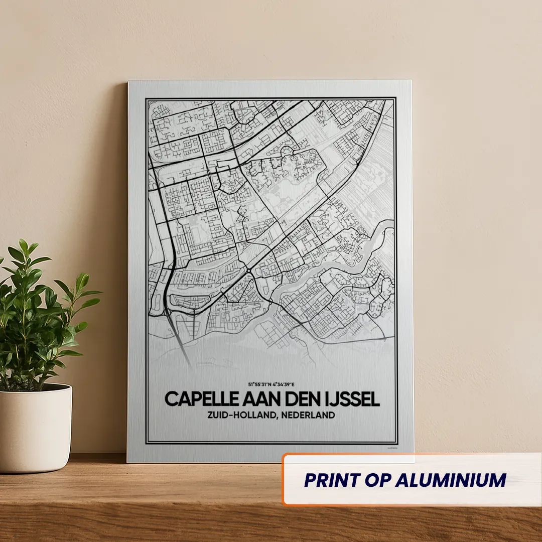 stadskaart Capelle aan den IJssel aluminium print