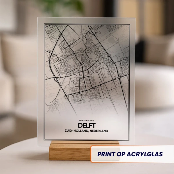 stadskaart Delft acrylglas print