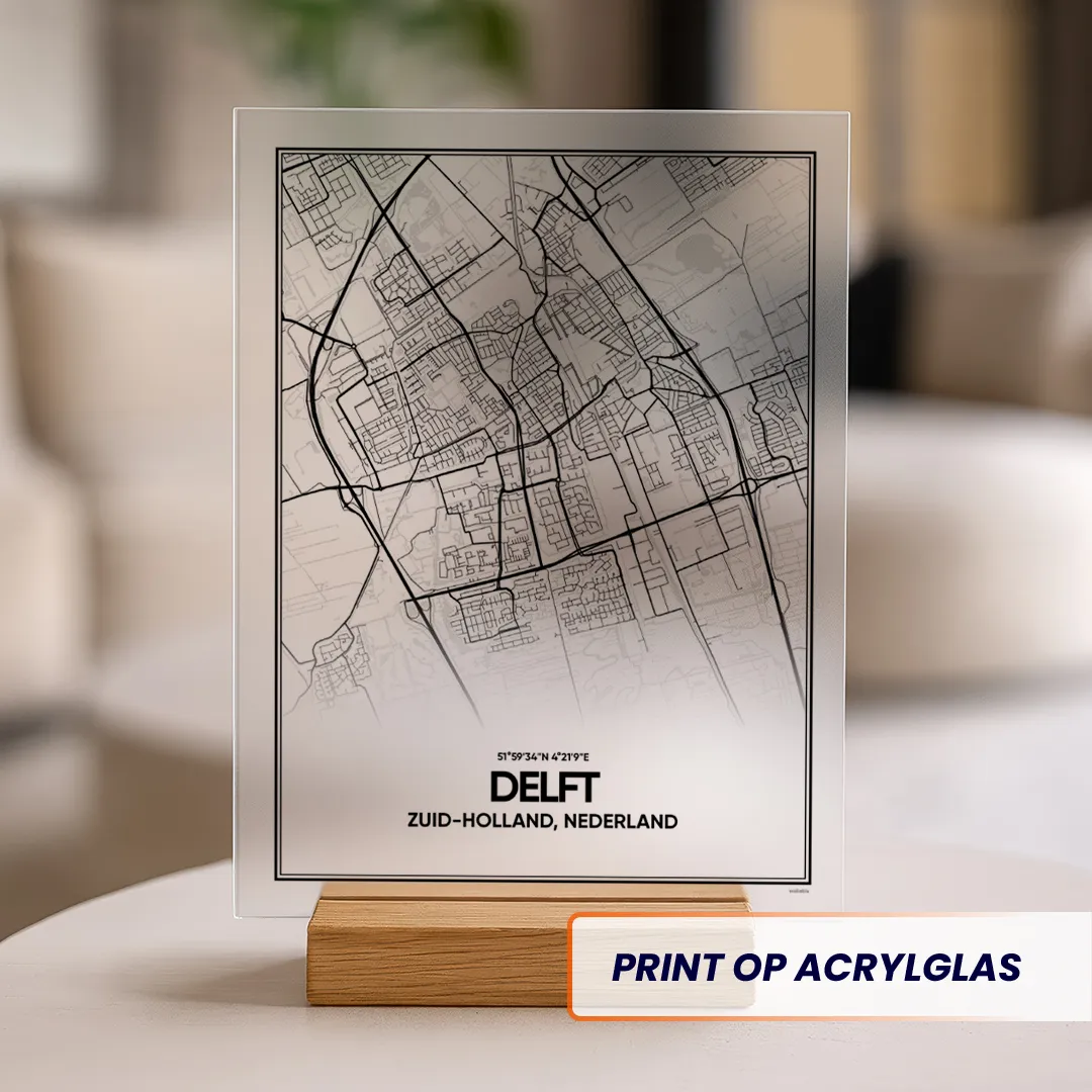 stadskaart Delft acrylglas print