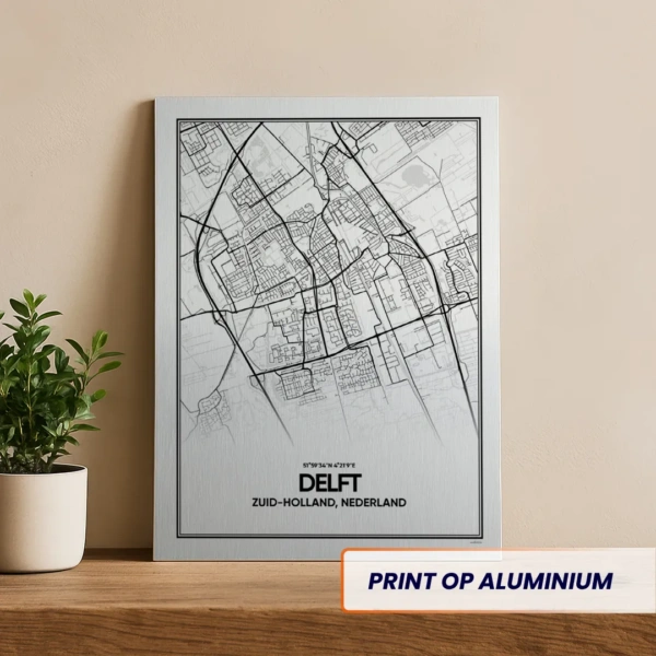 stadskaart Delft aluminium print