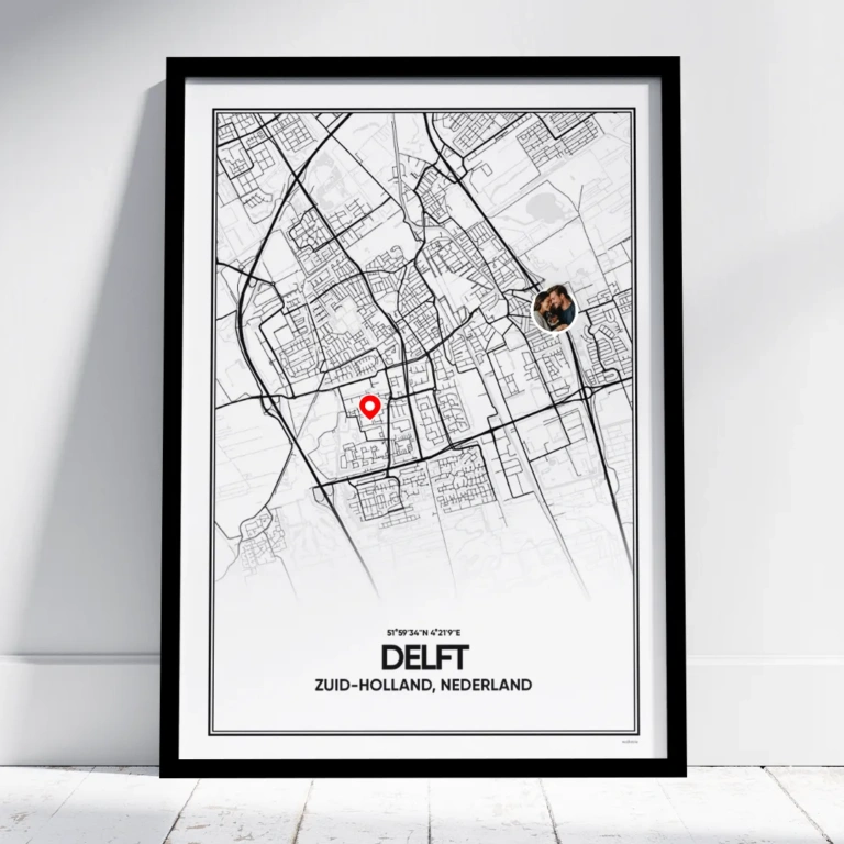 stadskaart Delft poster