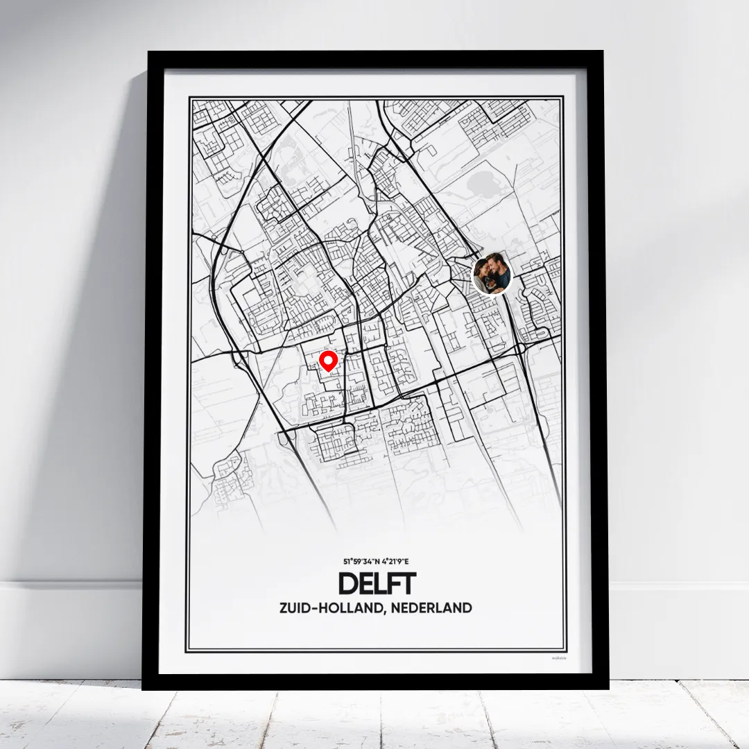 stadskaart Delft poster