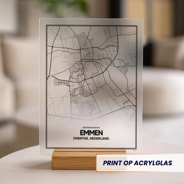 stadskaart Emmen acrylglas print