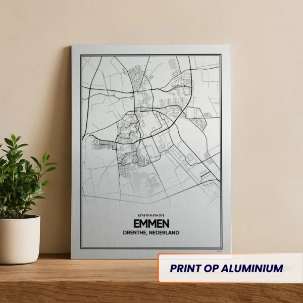 stadskaart Emmen aluminium print