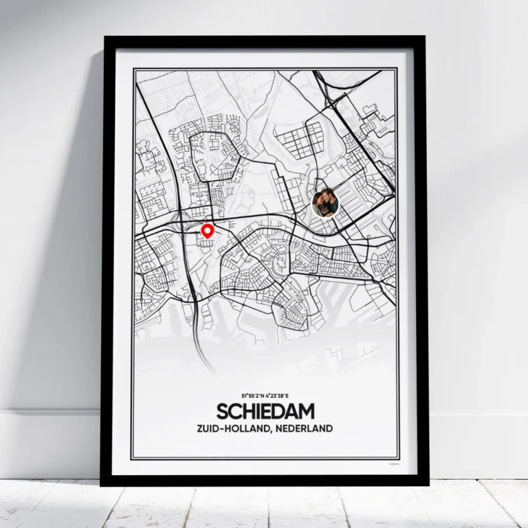 stadskaart Schiedam poster