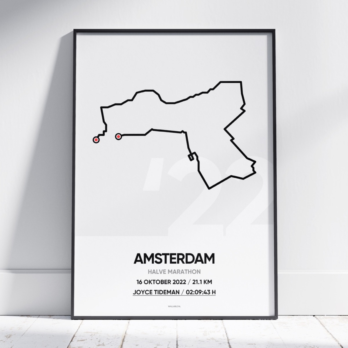 2022 Halve Marathon Amsterdam Poster gepersonaliseerd