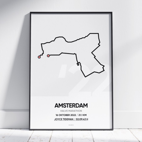 2022 Halve Marathon Amsterdam Poster gepersonaliseerd