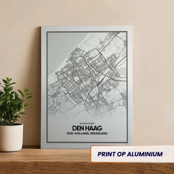 Stadskaart Den Haag aluminium print