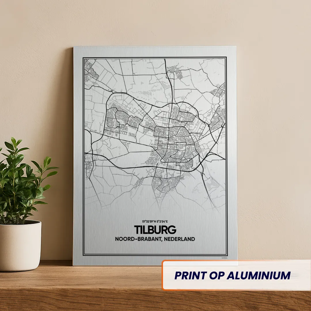 Tilburg stadskaart acrylglas print