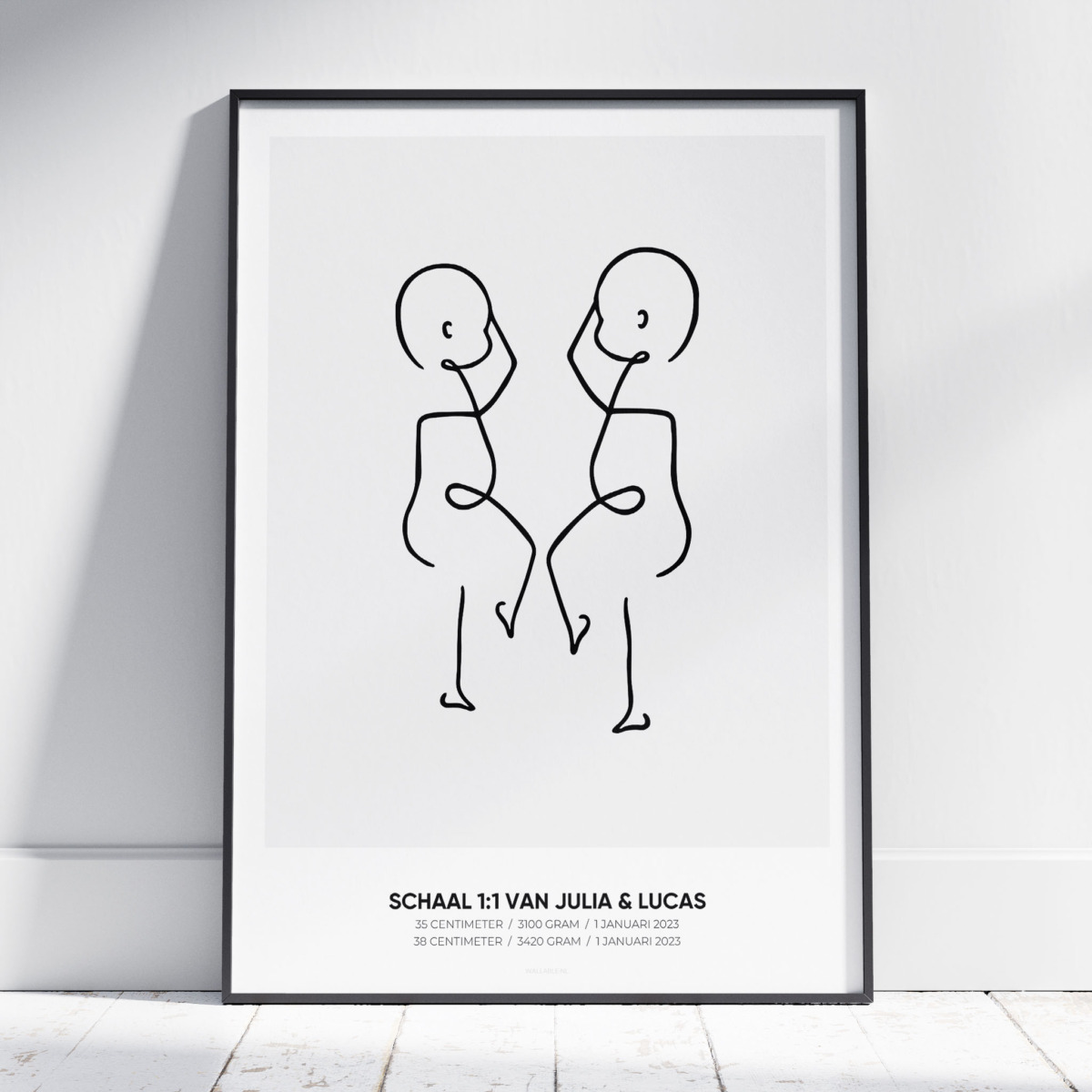 The Birth Poster - Geboorteposter van je tweeling op ware grootte 1:1