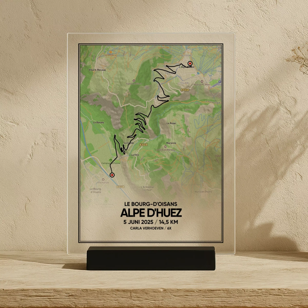 Alpe d'Huez route op acrylglas