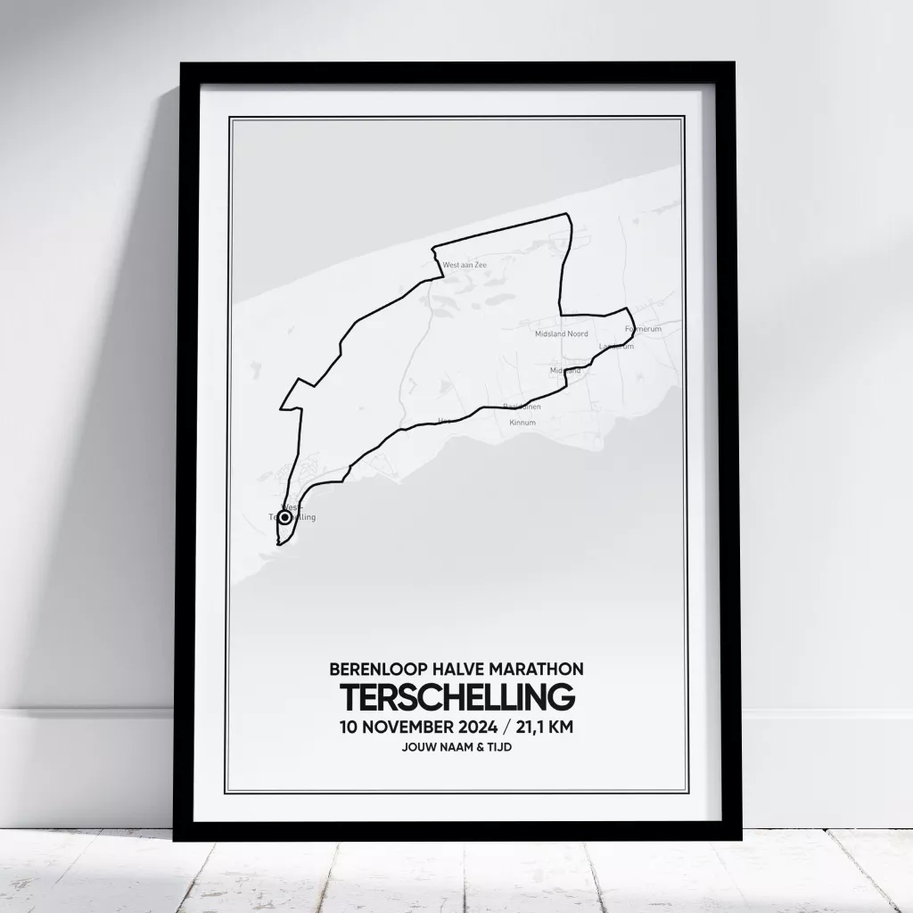 berenloop-teschelling-halve-marathon-poster Berenloop Terschelling Halve Marathon poster met route, naam en tijd
