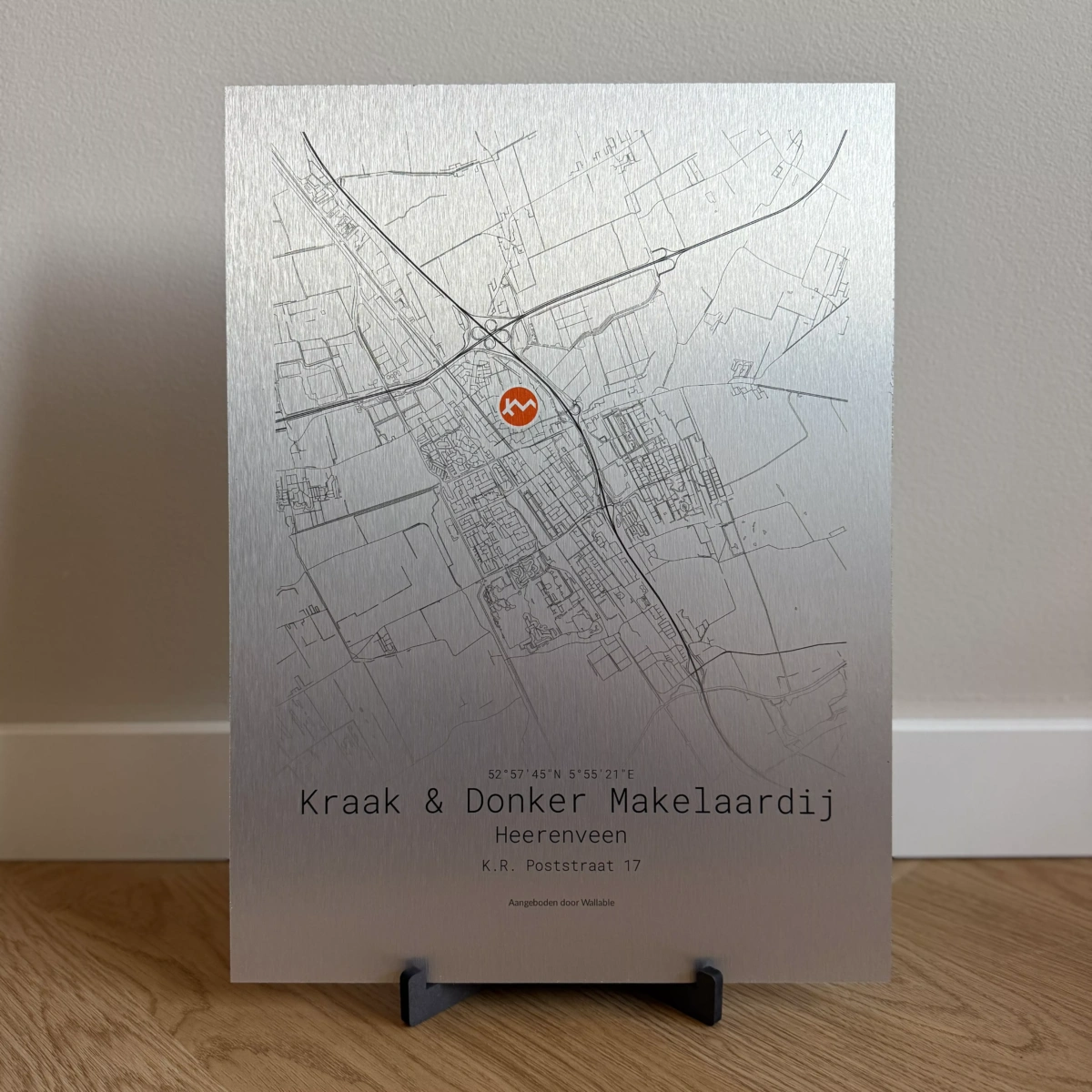 Aluminium Stadskaart met Logo - jouw bedrijfslocatie vastgelegd op luxe aluminium