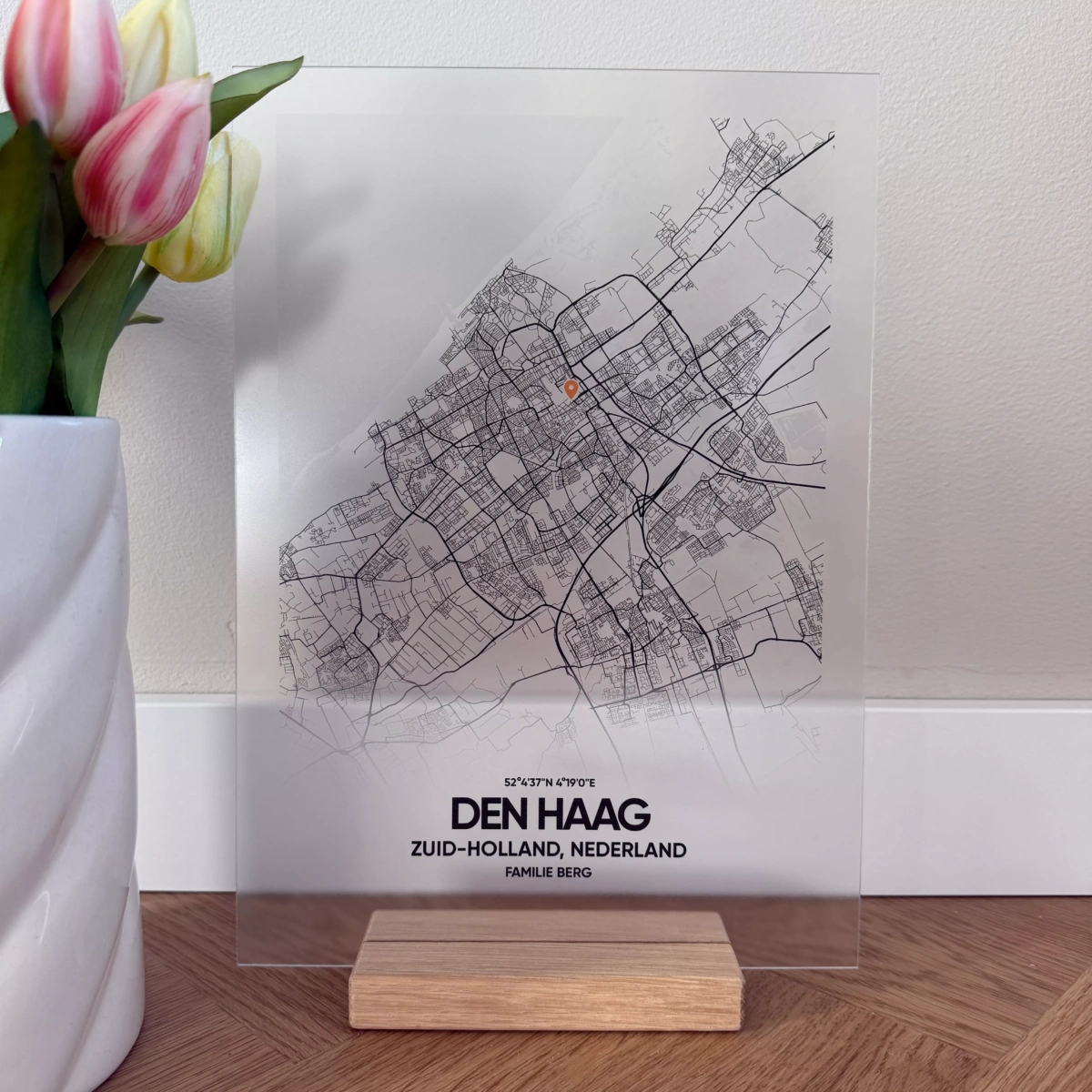Cadeau nieuw huis/housewarming geschenk. Stadskaart op acrylglas