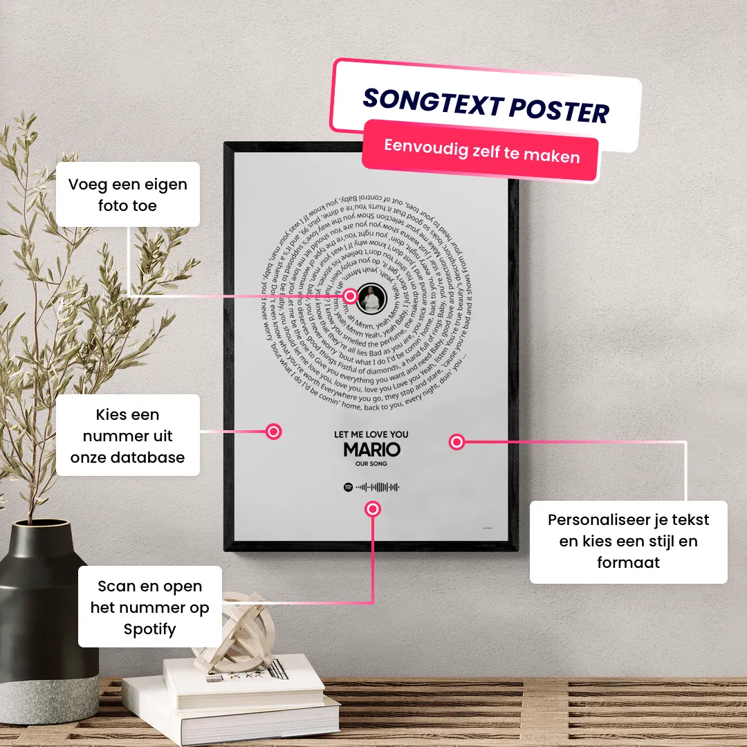 Maak zelf jouw songtekst poster met Spotify code en foto