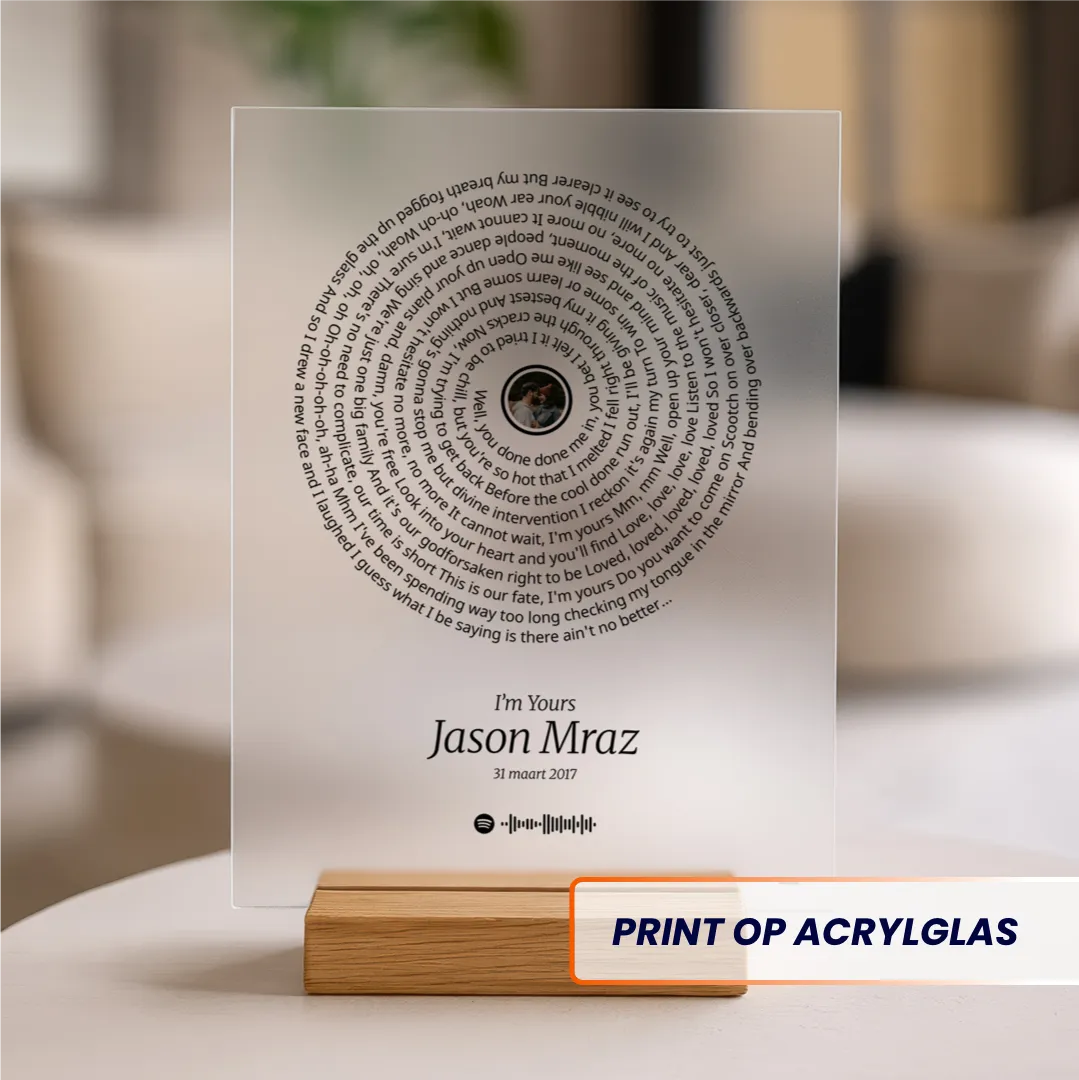 Songtekst op acrylglas met Spotify code