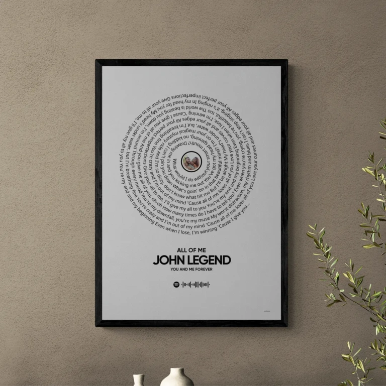 Songtekst poster van John Legend, all of me met Spotify code