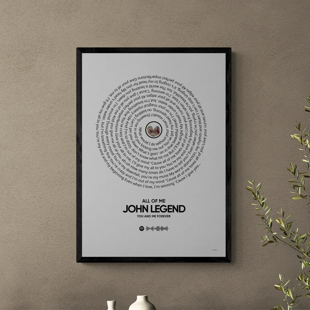 Songtekst poster van John Legend, all of me met Spotify code