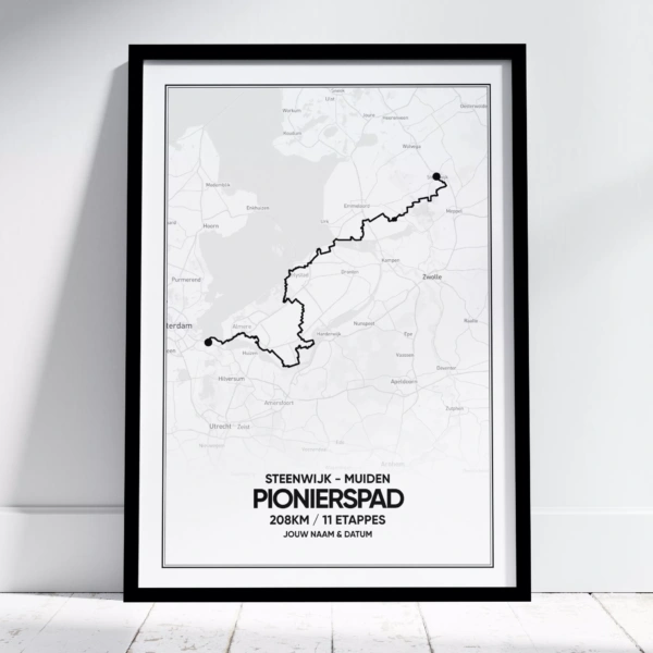 Ingelijste poster met de route van het Pionierspad (LAW1-2)