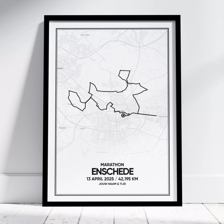 Poster met de route van de Enschede Marathon van 2025