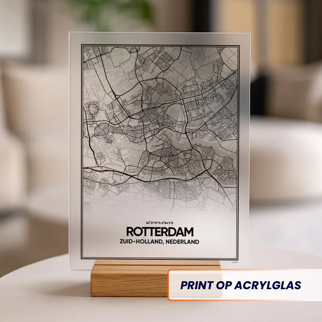 Rotterdam stadskaart acrylglas print