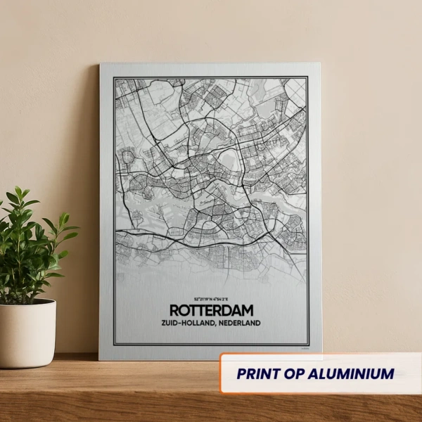 Rotterdam stadskaart aluminium print