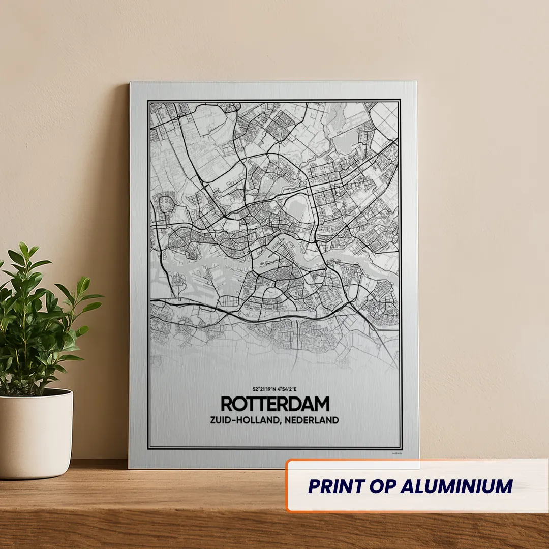 Rotterdam stadskaart aluminium print