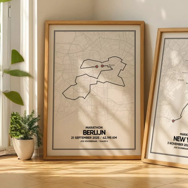 Poster van de Berlijn marathon in aikehouten lijst